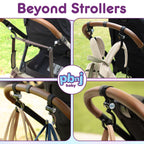 PBnJ Baby Stroller Hooks for Diaper Bags, Purses and Travel, 2 Pack