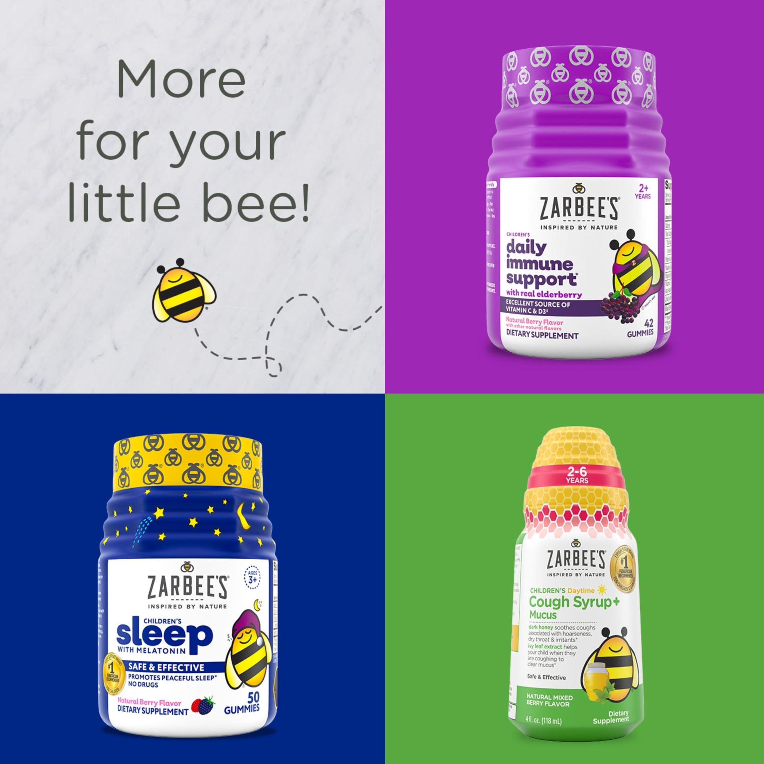 Zarbee's Kids Complete Multivitamin Gummies + Immune Support, 70 ct | For Kids Ages 2+, Children Vitamins Gummy, Vitamin A C D3 E B6 B12, Folic Acid & Total B-complex