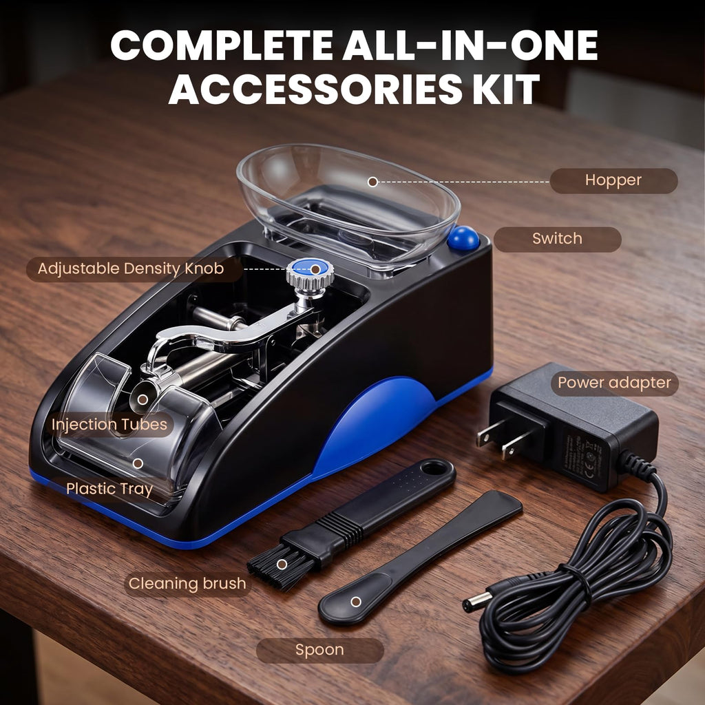 NEWTRY Cigarette Rolling Machine, Electric Automatic Roller 0.26"Tube, Blue