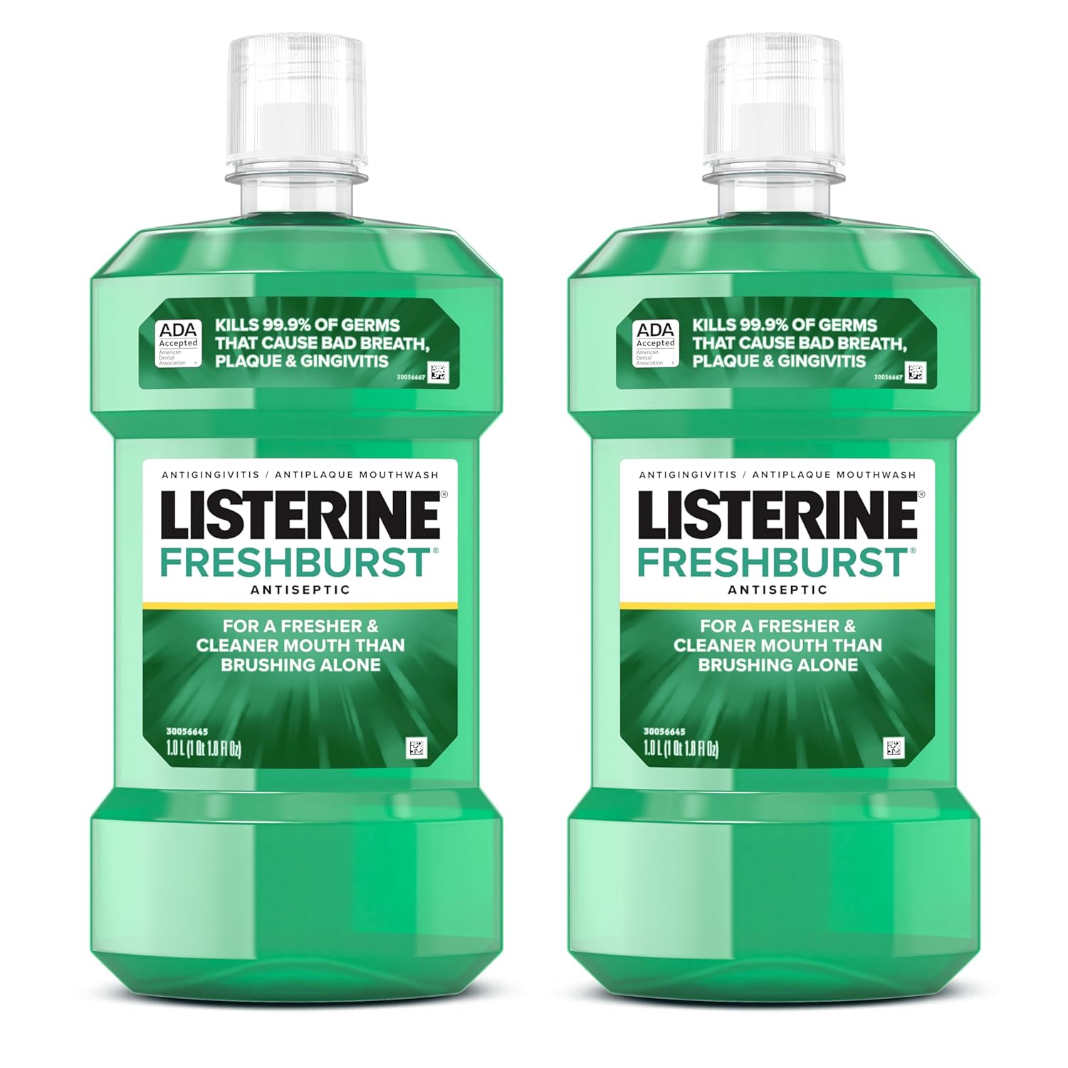 Buy now Listerine Freshburst Antiseptic Mouthwash for Bad Breath, Kills 99% of Germs That Cause Bad Breath & Fight Plaque & Gingivitis, ADA Accepted Mouthwash, Spearmint, 1 L 33.8 Fl Oz (Pack of 2) at indiglob india