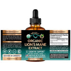 Lions Mane Liquid - USDA Organic Lions Mane Supplement 72,000 mg - 2 Oz | Lion's Mane Mushroom Extract - Brain Support, Energy, Memory & Focus - Sugar & Alcohol-Free - Tincture for Women & Men