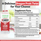 Herbal Clean Qcarbo32 Same-Day Detox Cleanse Drink (32 fl oz) - Dragon Flavor Full Body Cleanse* Detox Drink for Frequent Toxin Level*, Vitamin B2 and Vitamin B12 for Men & Women