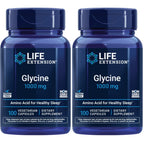 Life Extension Glycine, 1000 mg, Amino Acid that Promotes Healthy Sleep, Gluten-Free, Non-GMO, Vegetarian, 100 Capsules