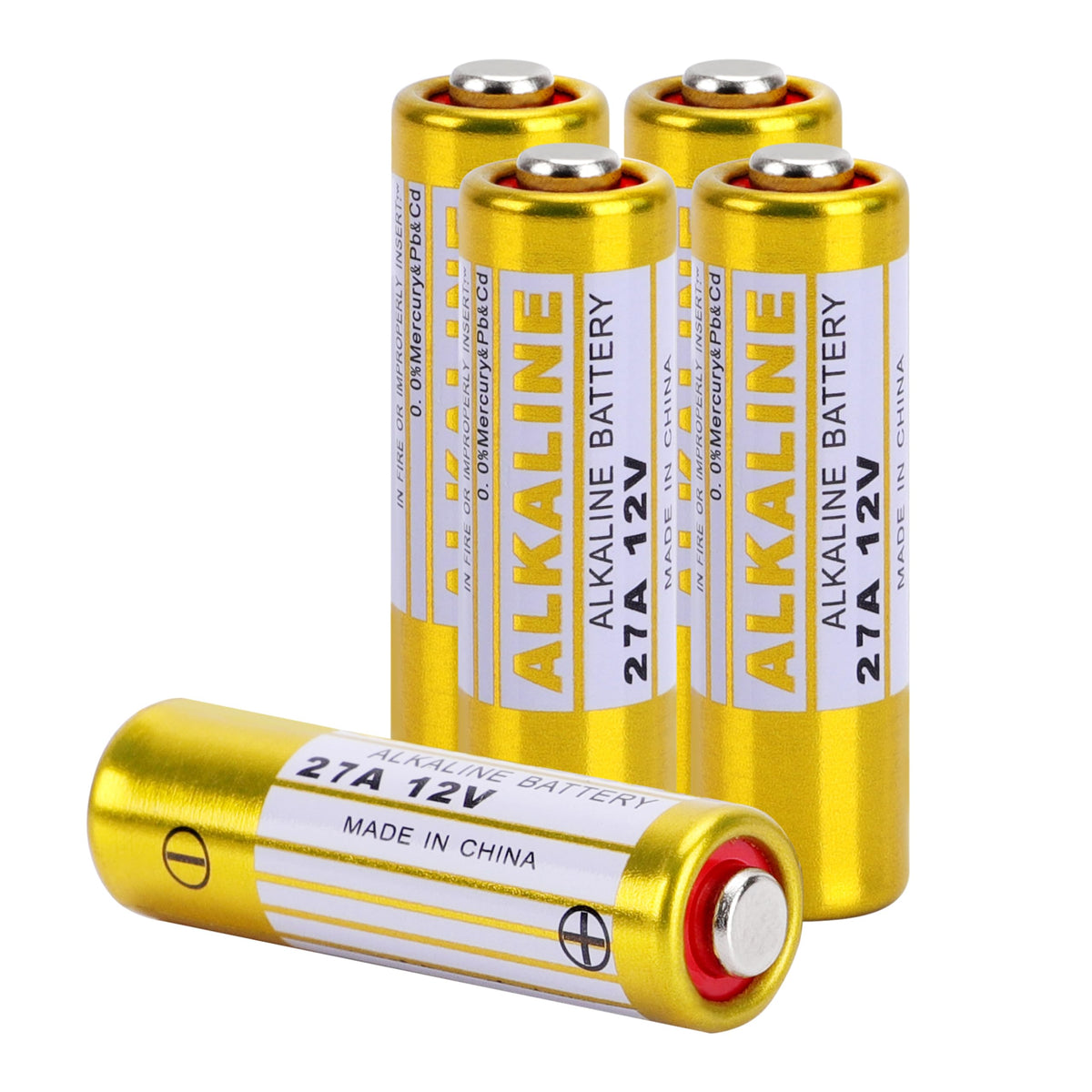 A27 27A 12V Alkaline Battery (5-Pack) - 27A Long-Lasting for Garage Door Openers, Car Key Fobs, Remote Controls & More - Leak-Proof, Eco-Friendly Power