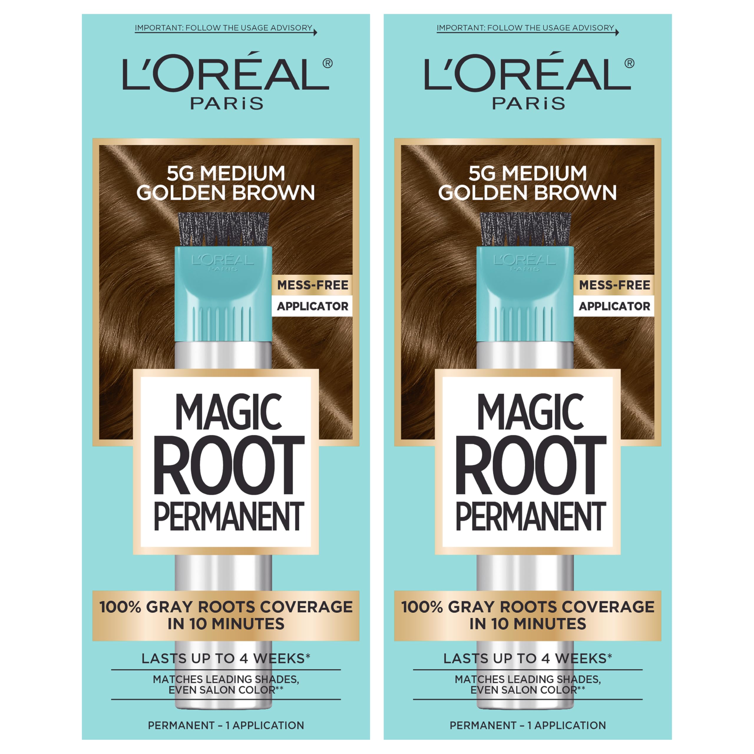 Buy now L'Oreal Paris Magic Root Rescue 10 Minute Root Hair Coloring Kit, Permanent Hair Color with Quick Precision Applicator, 100 percent Gray Coverage, 4 Dark Brown, 2 count at indiglob india