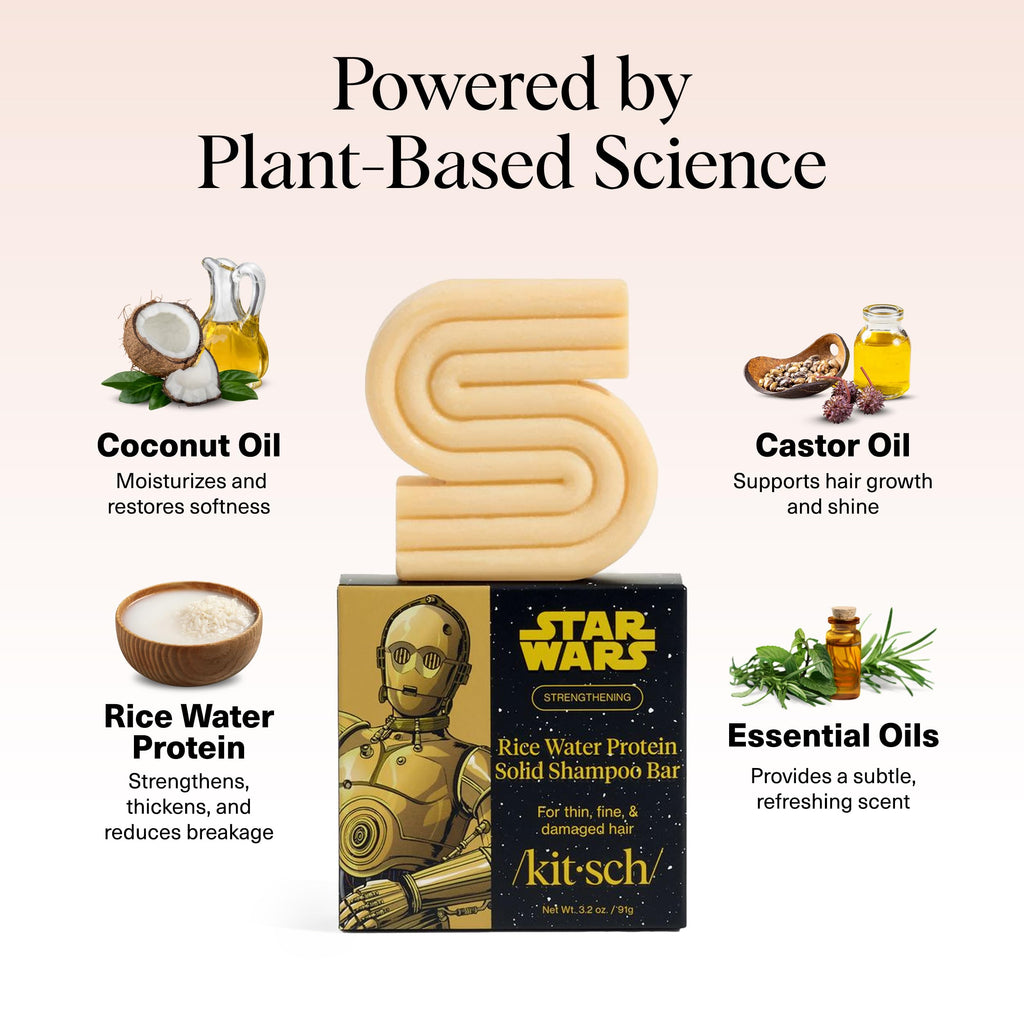 Kitsch Rice Water Shampoo Bar for Hair Growth x Star Wars C-3PO Design