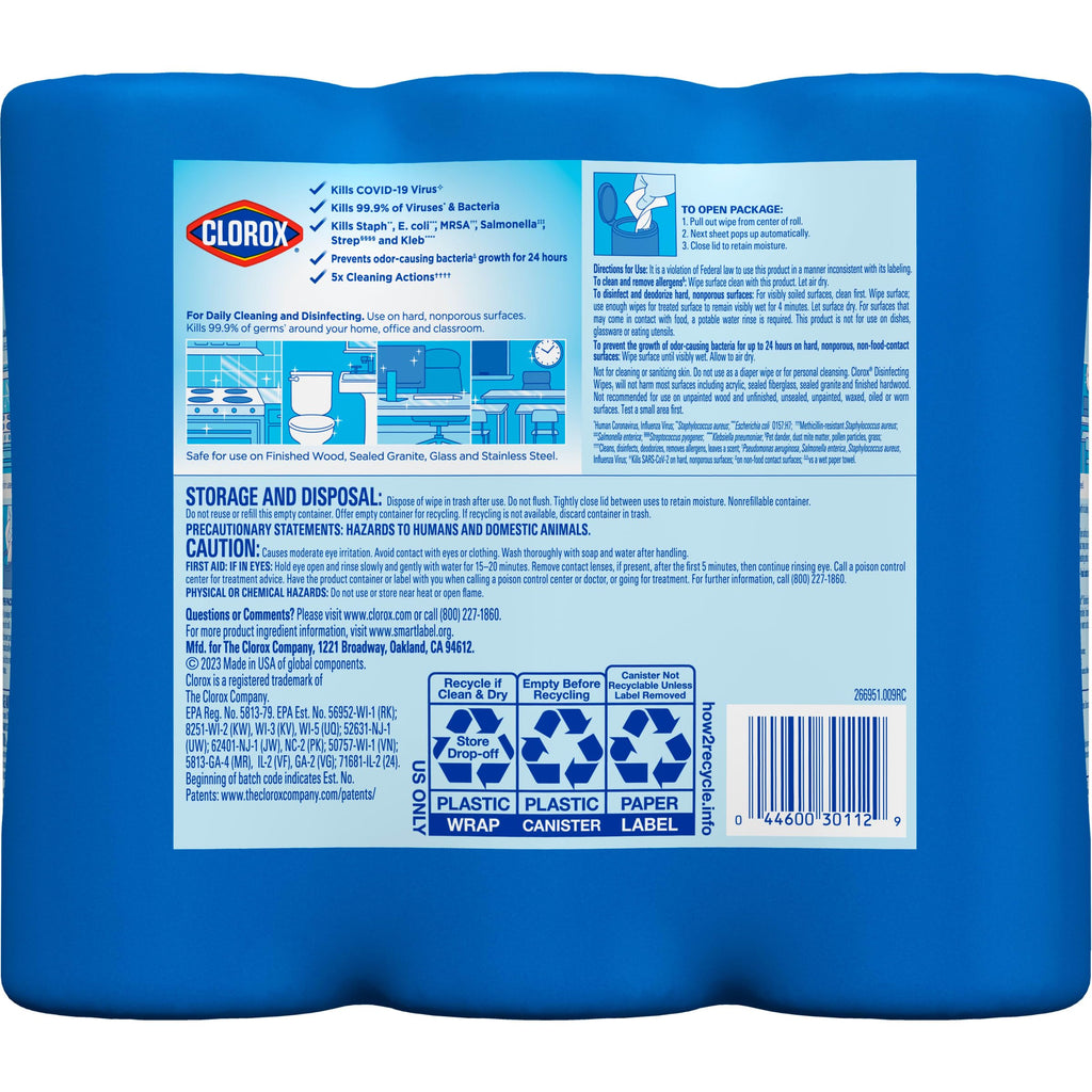 Buy now Clorox 30112 Disinfecting Wipe, Fresh/Lemon Fresh Scent (525 Count) at indiglob india