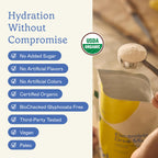 GOODONYA Organic Hydration Electrolyte Drink Mix, Certified Organic Hydration Powder, Non-GMO, Biochecked Glyphosate Free, Low Sugar, Lemonade Flavor, No Artificial Flavors,12 Stick Packs