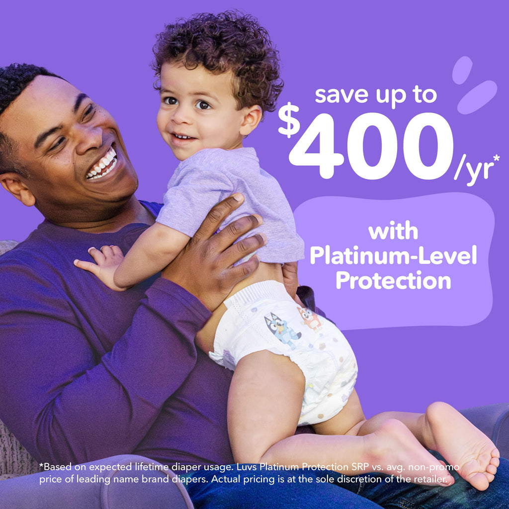 Luvs Size 8 Baby Diapers, Platinum Protection Bluey Diapers for Day & Night,Size 8 (46+ lb), 52 Count