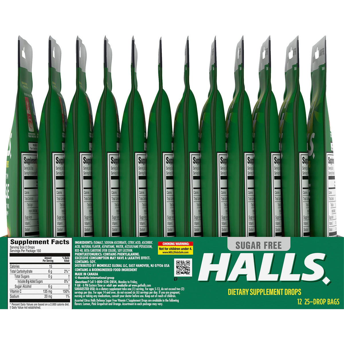 HALLS Defense Citrus Sugar Free Vitamin C Dietary Supplement Drops, 300 ct