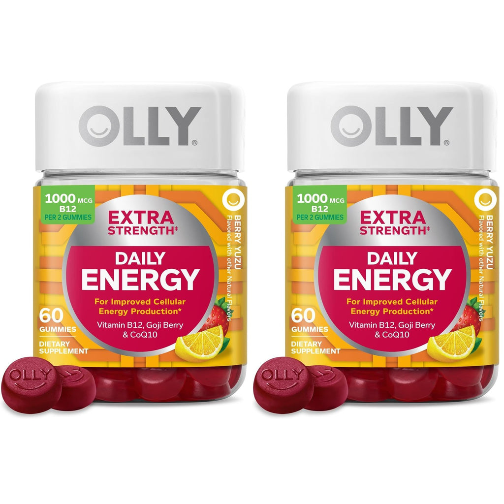 OLLY Extra Strength Daily Energy, Vitamin B12, CoQ10, Berry Yuzu - 60 Count