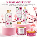 Enhance your senses with Bodycology's Cherry Blossom collection, featuring body creams and fragrances in elegant packaging.