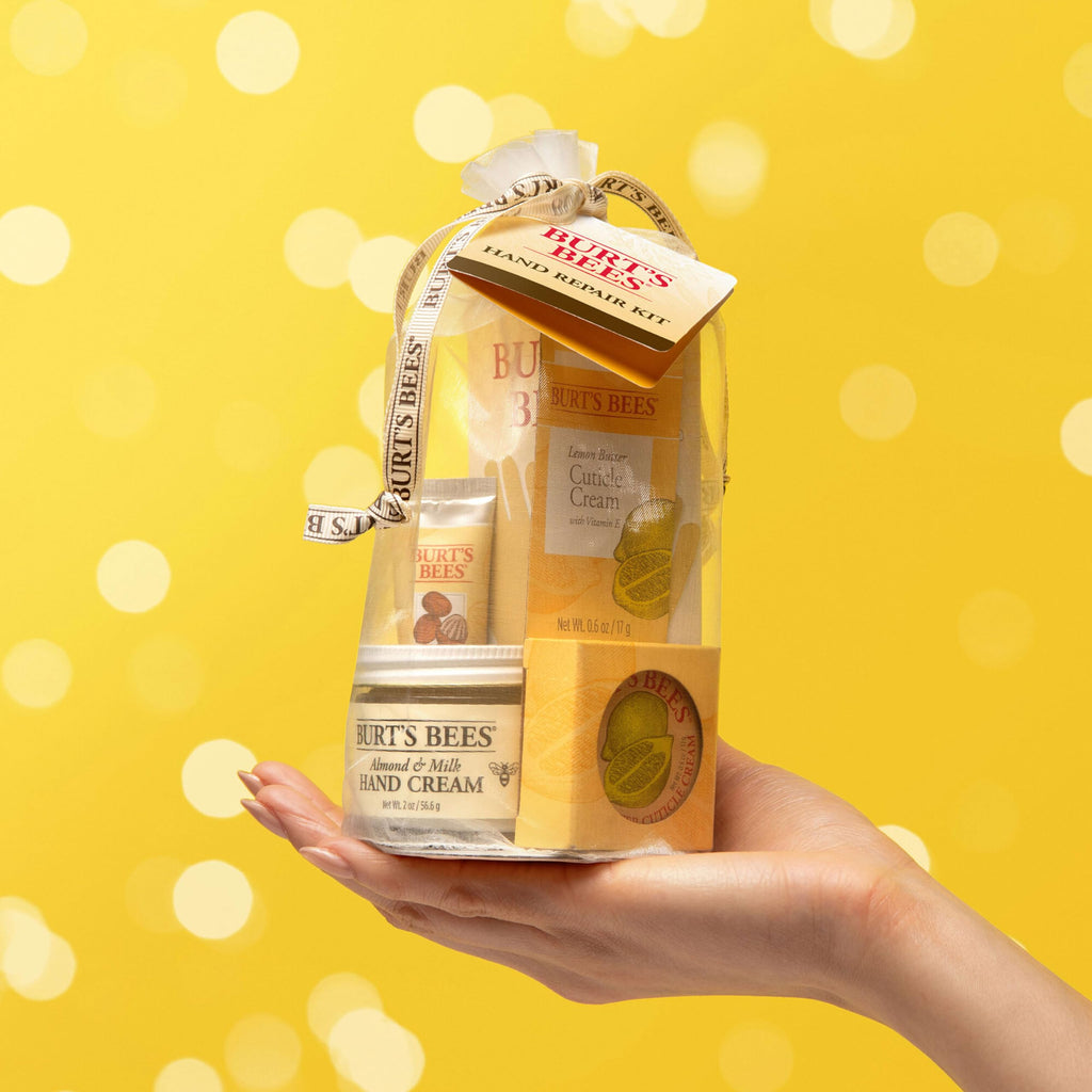 Buy now Burt's Bees Gifts Ideas - Hand Repair Set, 3 Hand Creams plus Gloves - Almond Milk, Lemon Butter Cuticle Cream, Shea Butter Repair at indiglob india