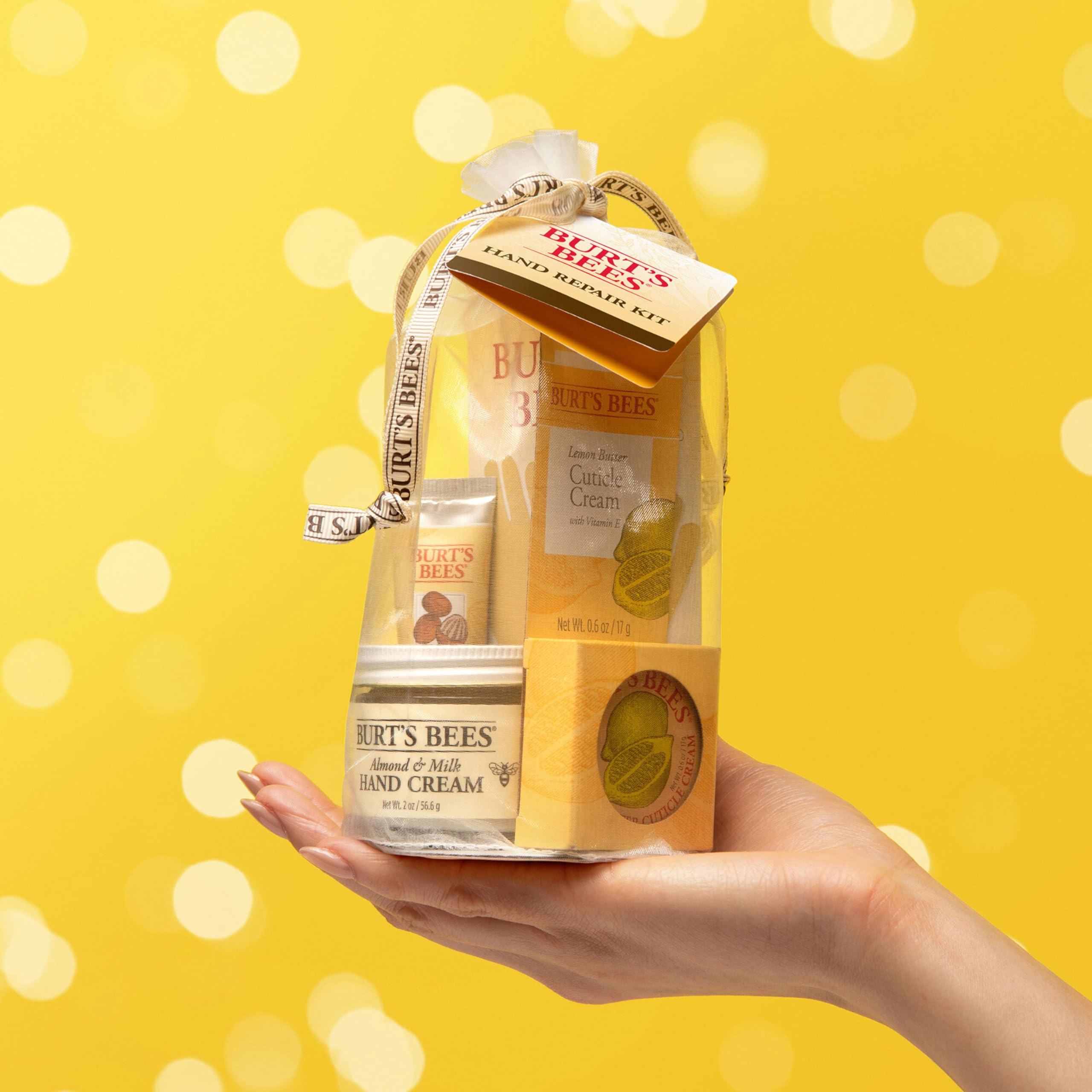 Buy now Burt's Bees Gifts Ideas - Hand Repair Set, 3 Hand Creams plus Gloves - Almond Milk, Lemon Butter Cuticle Cream, Shea Butter Repair at indiglob india