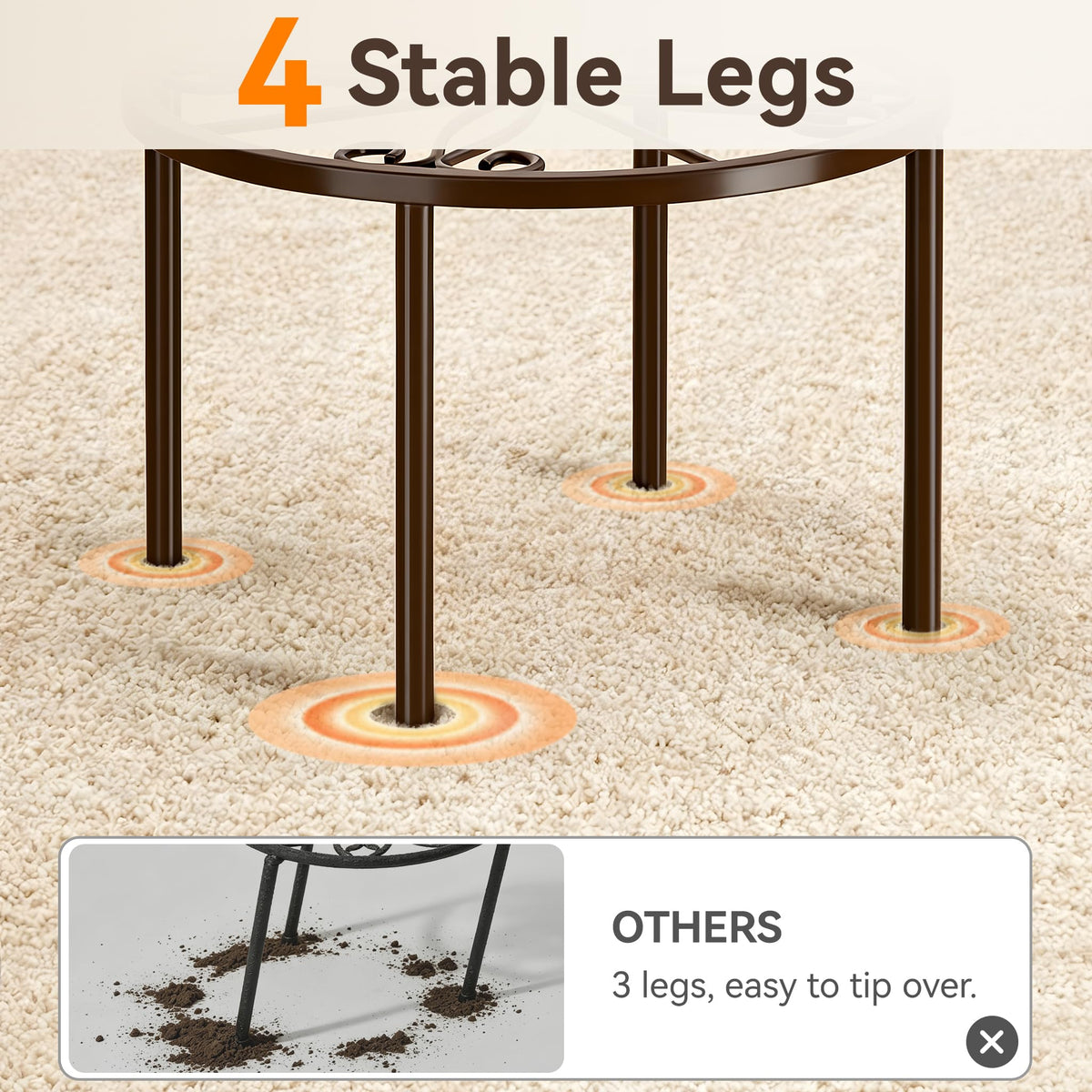bussdis 1 PCS Plant Stand,-Heavy Duty Metal Stand Decorates Plants, Anti-Rust Flower Pot Stand, Round Plant Rack for Room Indoor and Outdoor Courtyard,Gardens, Brown.