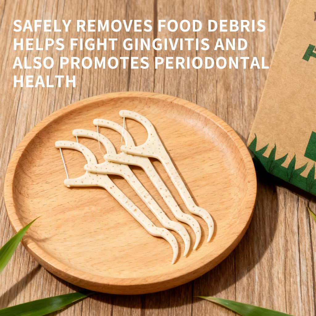 Floss Picks Dental Flossers Biodegradable Wooden Eco Friendly