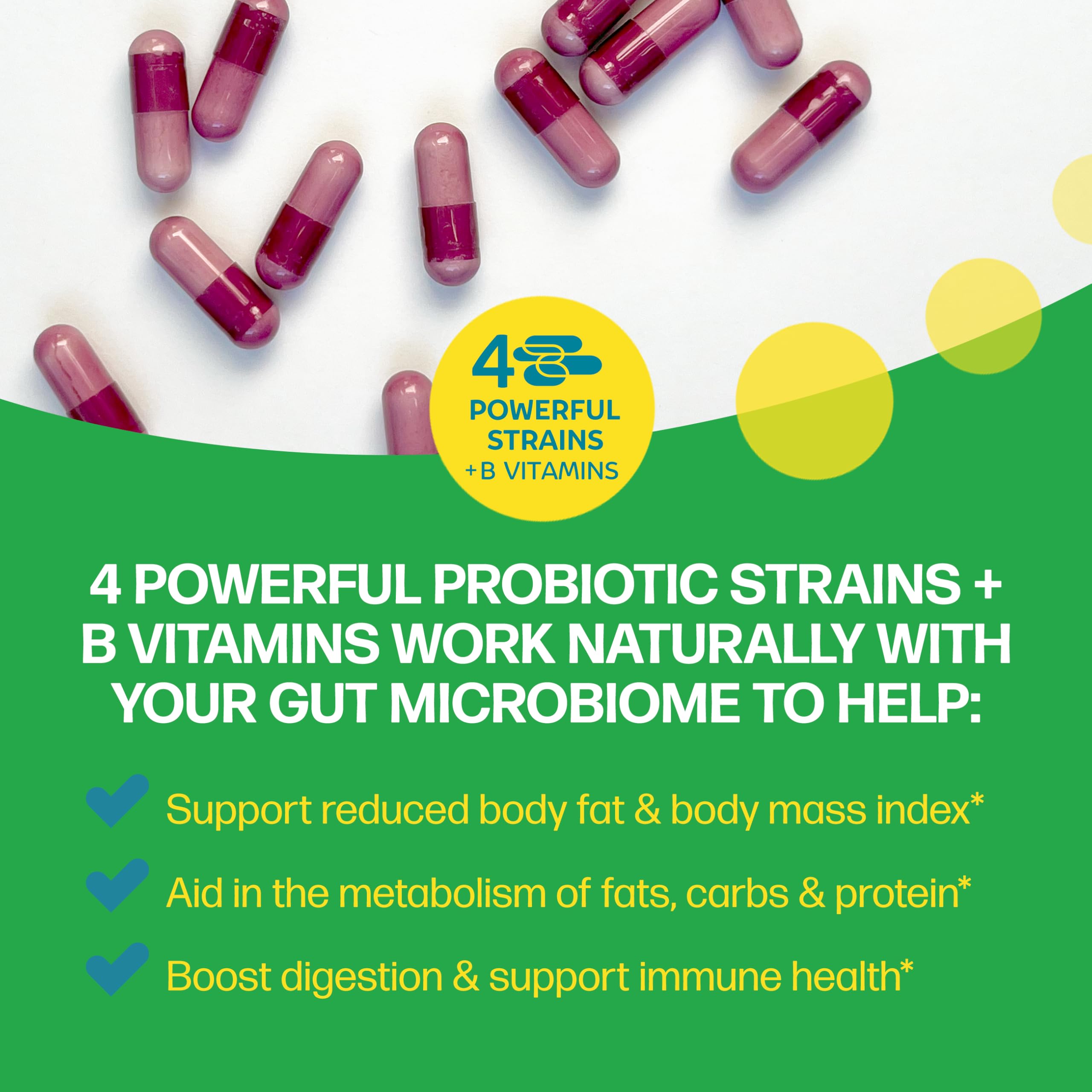 Culturelle Metabolism + Weight Management with SlimBiotics® Probiotic 30 Ct | 12 billion CFUs, Multi-Strain Probiotic Blend, Vitamins B6 & B12, Supports Gut Microbiome*, Once-Daily Capsules