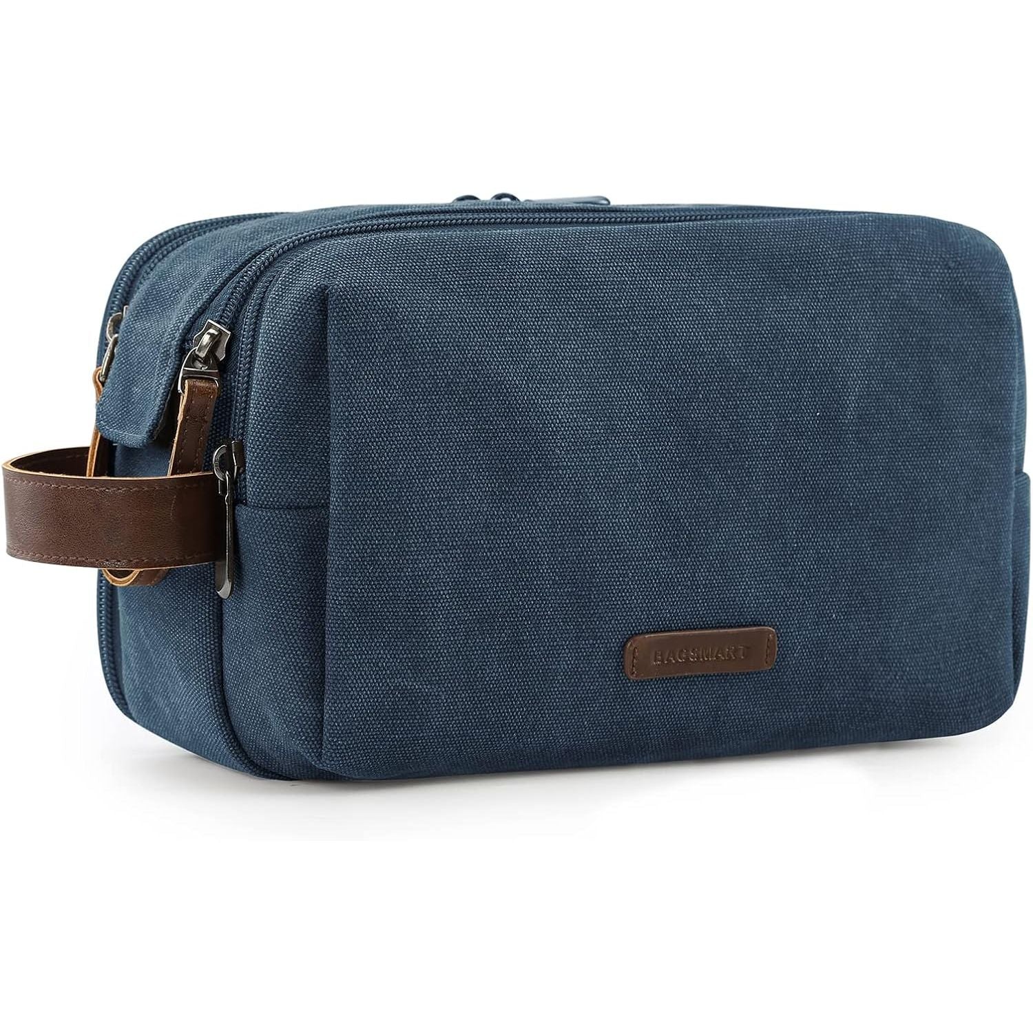 Buy now BAGSMART Toiletry Bag for Men, Canvas Travel Toiletry Organizer Dopp Kit Water-resistant Shaving Bag for Toiletries Accessories,Grey-Medium Medium Navy Blue at indiglob india