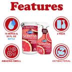 Buy now Clorox Scentiva Disinfecting Multi-Surface Cleaner Spray 32 Ounce & Disinfecting Wipes-75 Count, Tahitian Grapefruit Splash Scent Bundle at indiglob india