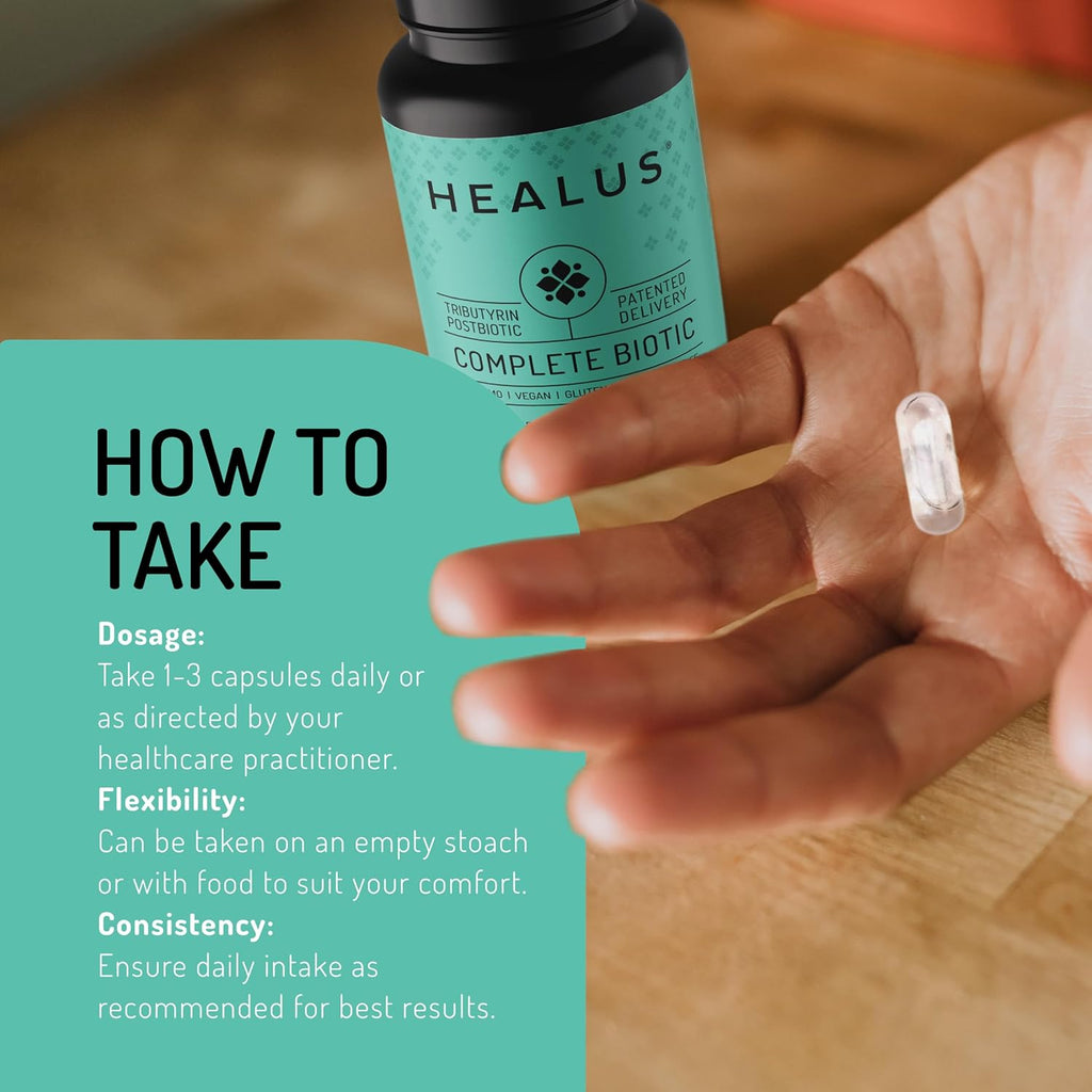 Buy now Healus Complete Biotic - Postbiotic Tributyrin Supplement - Postbiotics for Gut Health - Butyrate Gut Health Supplement at indiglob india