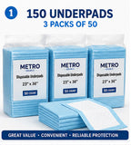 Disposable Underpads 23x36, 150 Count for Adults, Elderly & Baby