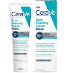 Buy now CeraVe Acne Foaming Cream Wash, Gentle Face and Body Cleanser with Benzoyl Peroxide 10%, Hyaluronic Acid, and Niacinamide, 10% Benzoyl Peroxide Treatment Clears Pimples and Blackheads 5 Oz at indiglob india
