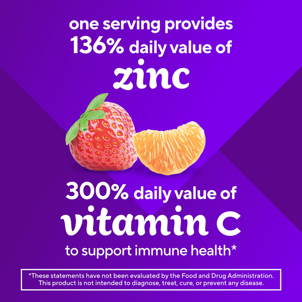 Vitafusion Power Zinc Gummies | 90 Adult Gummy Vitamins | for Women & Men | Zinc Gluconate Supplement | Strawberry Tangerine Flavor | Gluten-Free Formula