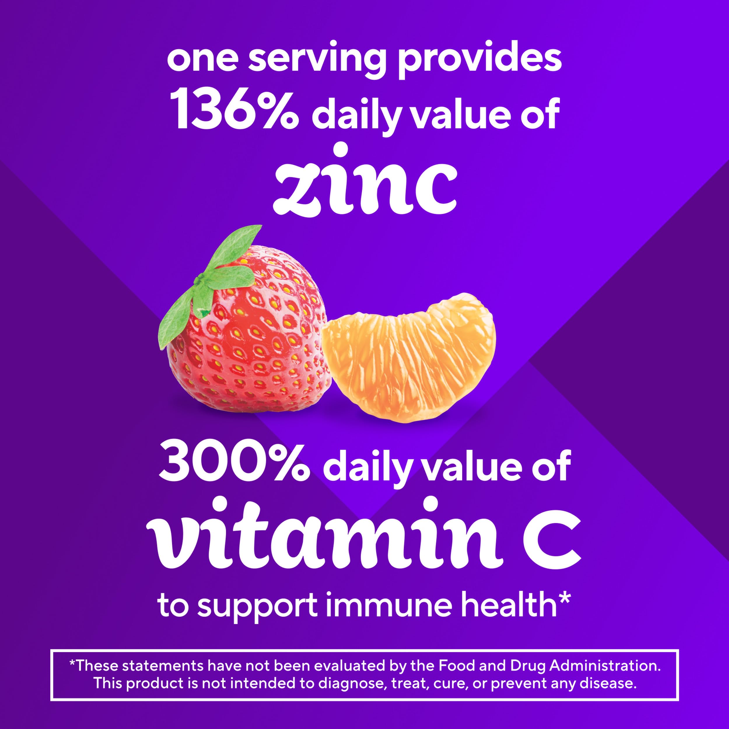 Vitafusion Power Zinc Gummies | 90 Adult Gummy Vitamins | for Women & Men | Zinc Gluconate Supplement | Strawberry Tangerine Flavor | Gluten-Free Formula