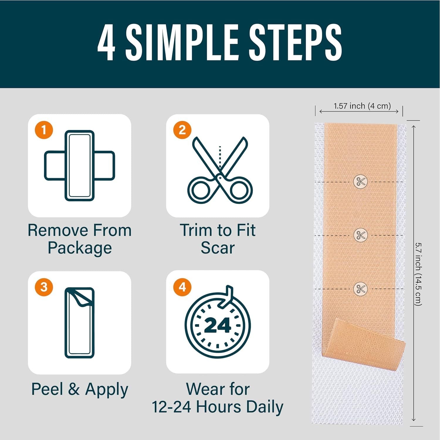 Buy now NUVADERMIS Silicone Scar Sheets - Extra Long Scar Sheets for C-Section, Tummy Tuck, Keloid, and Surgical Scars - Reusable Medical Grade Silicone Scar Sheets - Pack of 4 - Light Tone at indiglob india