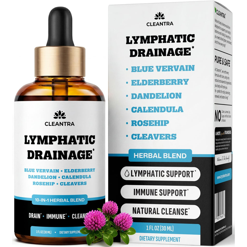 Lymphatic Drainage Support Drops - 10-in-1 Herbal Supplement Blend Complex | with Burdock, Dandelion, Elderberry - 2 fl oz