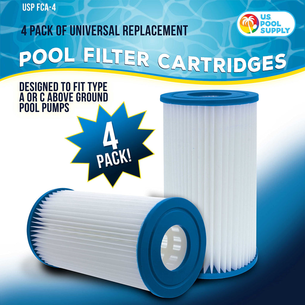 U.S. Pool Supply Universal Replacement Filter Cartridges, Type A or C, 4 Pk
