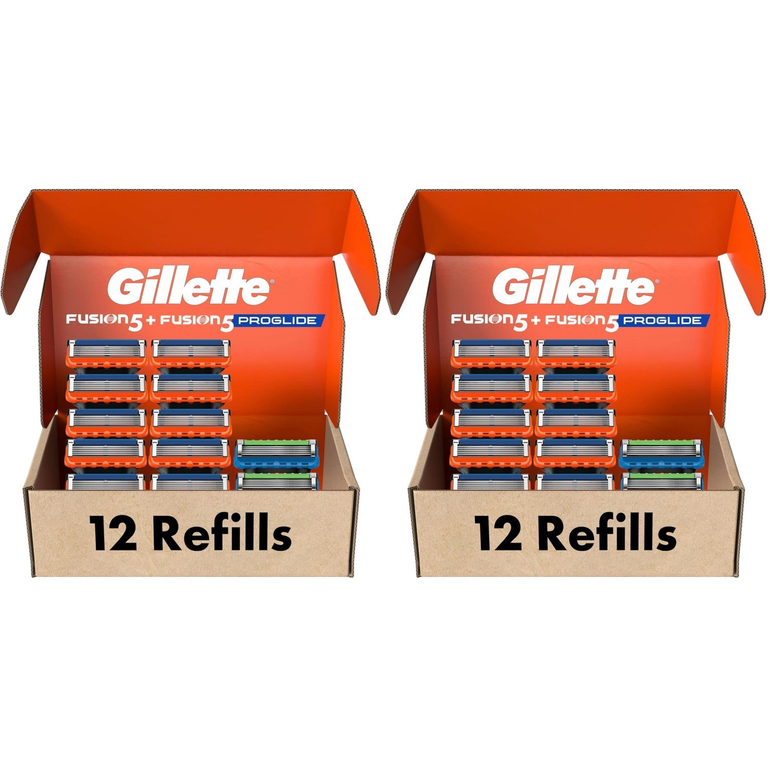 Gillette Fusion5 and ProGlide Men's Razor Blade Refills, 5-Blade Cartridges, Variety Pack, 12 Count