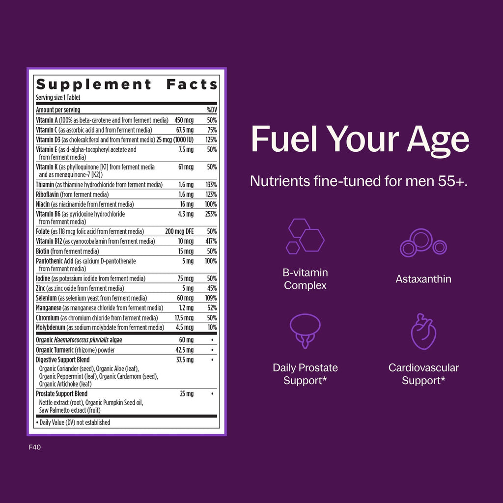 New Chapter Every Man's One Daily 55+ Multivitamin, 72 Tablets | Eyesight, Immune System and Cellular Energy Support with Astaxanthin and Saw Palmetto, Gluten Free and Vegetarian