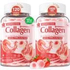 2Pack Sugar-Free Hydrolyzed Collagen Peptide Filled Gummies for Women & Men, with 1500mg Protein Type I,II,III,V,X, 5000mcg Biotin Vitamin C A E D3 B6 B12 for Immune Digestion Skin Hair Nails, Bone