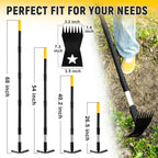 2-in-1 Weed Rake and Garden Hoe, 68" Weed Puller Tool with Long Handle, Manual Weeds Remover, Heavy Duty Stand Up Weeder Uprooting Weeding Pull Tool for Garden Yard Lawn Patio