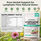 Lymphatic Drainage Supplements - 300 Softgels | 21-in-1 Herbal Blend with Dandelion, Echinacea & Burdock Root | Supports Healthy Circulation & Fluid Balance | Daily Wellness for Men & Women