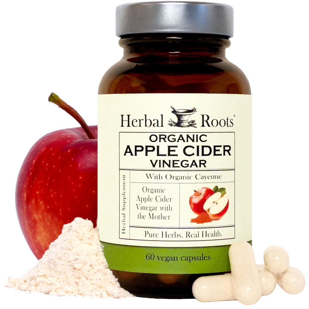 Herbal Roots Organic Apple Cider Vinegar Capsules with Mother - Pure Extra Strength - 60 Vegan Capsules