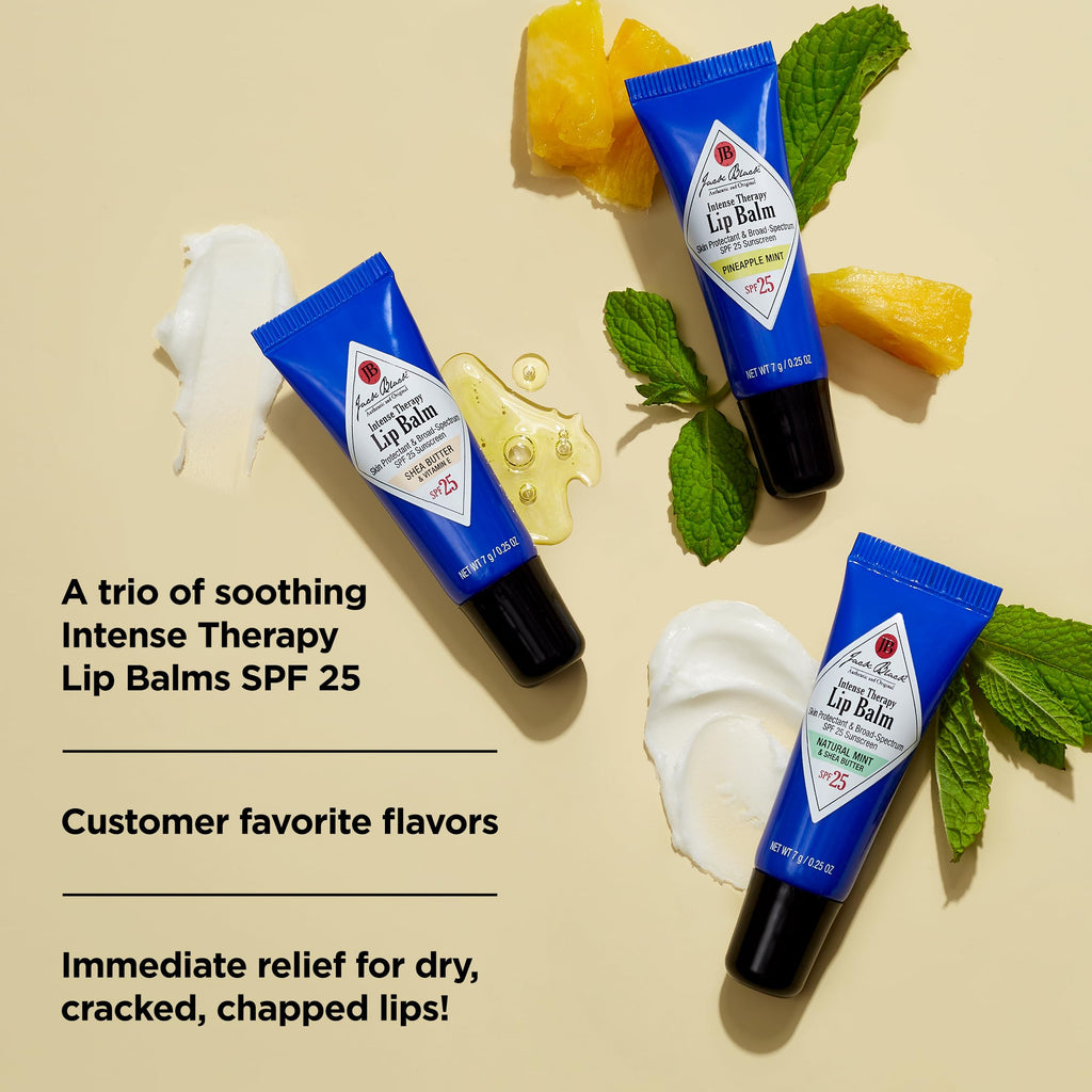 Jack Black Face & Lip Set - Double Duty Facial Moisturizer Face Cream for Men, Mens Facial Lotion with SPF + Natural Mint & Shea Butter with Vitamin E, Lip Balm SPF 25, Moisturizer Balm for Dry Lips