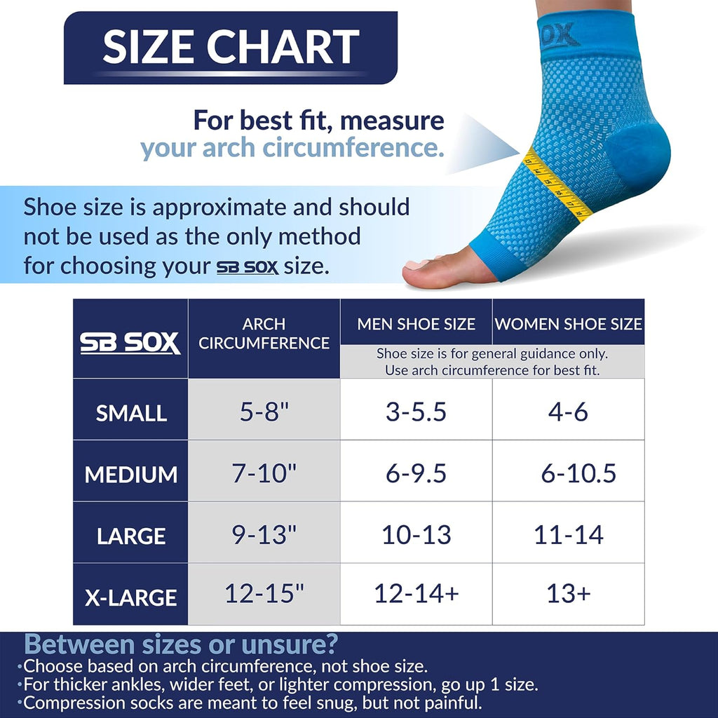Buy now SB SOX Plantar Fasciitis Relief Socks â€“ Ankle Brace Compression Sleeve â€“ Arch Support for Foot Pain, Swelling, Heel Spurs â€“ Foot Brace for Achilles Tendonitis Relief, Injury Recovery (Blue, Medium) at indiglob india