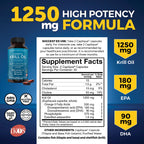 Viva Naturals Antarctic Krill Oil Omega 3 Supplements 1250 mg - DHA EPA Omega-3 & Astaxanthin Concentration for Joint Health, No Fish Burp - 60 Krill Oil Capsules