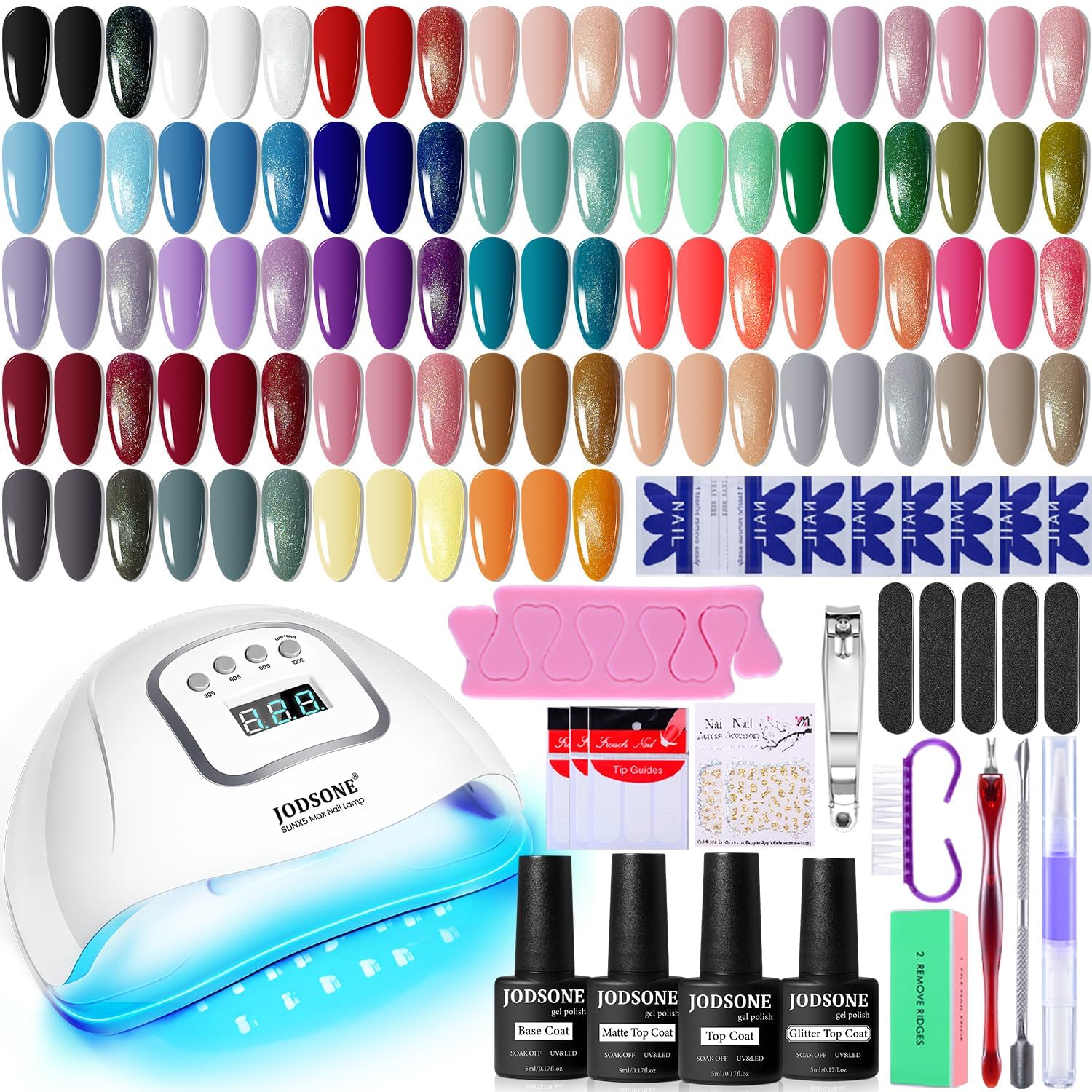 Buy now JODSONE Gel Nail Polish Kit with U V Light 32 Colors Gel Polish Nail + 4 Functional Adhesive Bottles Kit Soak Off Manicure Tools Gifts for Women classic series at indiglob india