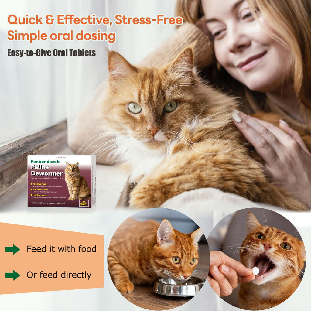 Dewormer for Cats & Kittens Broad Spectrum Cat Dewormer for Tapeworms,Hookworms & Roundworms