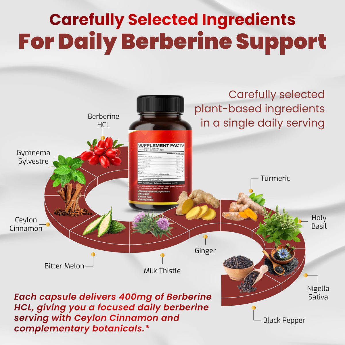 Vegatot Premium Berberine Complex 10-in-1 Formula, 150 Capsules