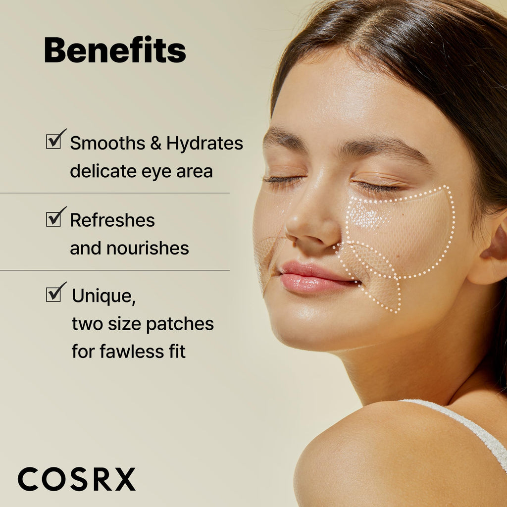 Buy now COSRX Advanced Snail Hydrogel Eye Patch (60pc), Gel Serum Mask, Puffy Under Eye Treament, Fine Lines, Refresh, Hydrate, Korean Skin Care at indiglob india