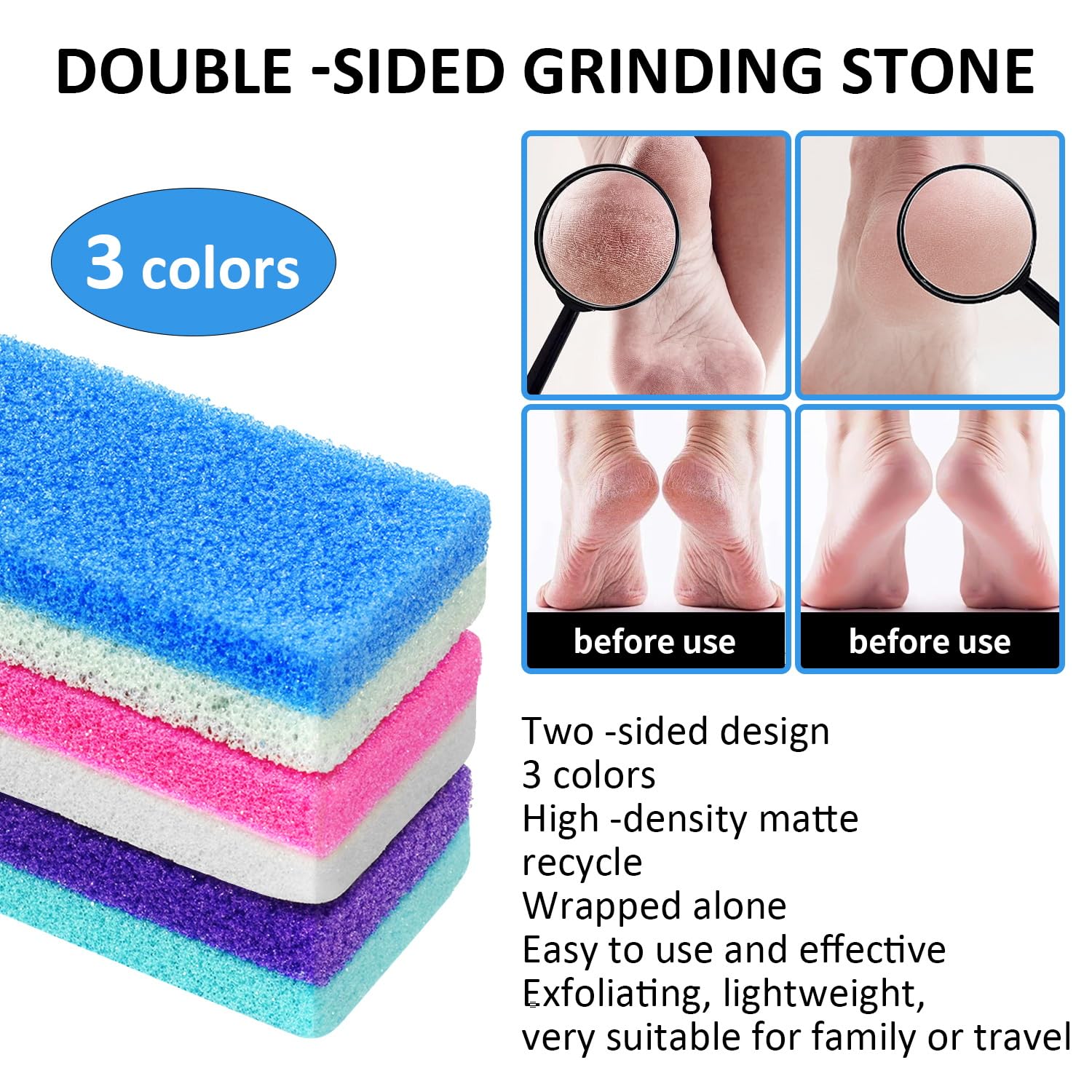 NYQIUGER 6Pcs Professional Pedicure Foot Pumice Stone for Feet Skin Callus Remover and Scrubber for Dead Skins Sided