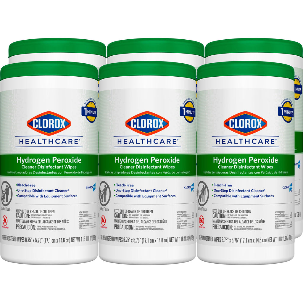 Buy now Clorox Healthcare Hydrogen Peroxide Cleaner Disinfectant Wipes, 6.75" x 5.75", 155 Count, Pack of 6 (Package May Vary) at indiglob india