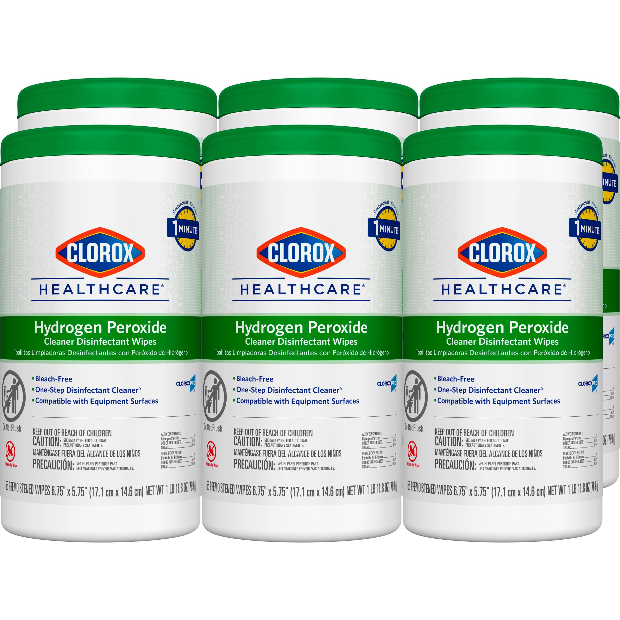 Buy now Clorox Healthcare Hydrogen Peroxide Cleaner Disinfectant Wipes, 6.75" x 5.75", 155 Count, Pack of 6 (Package May Vary) at indiglob india