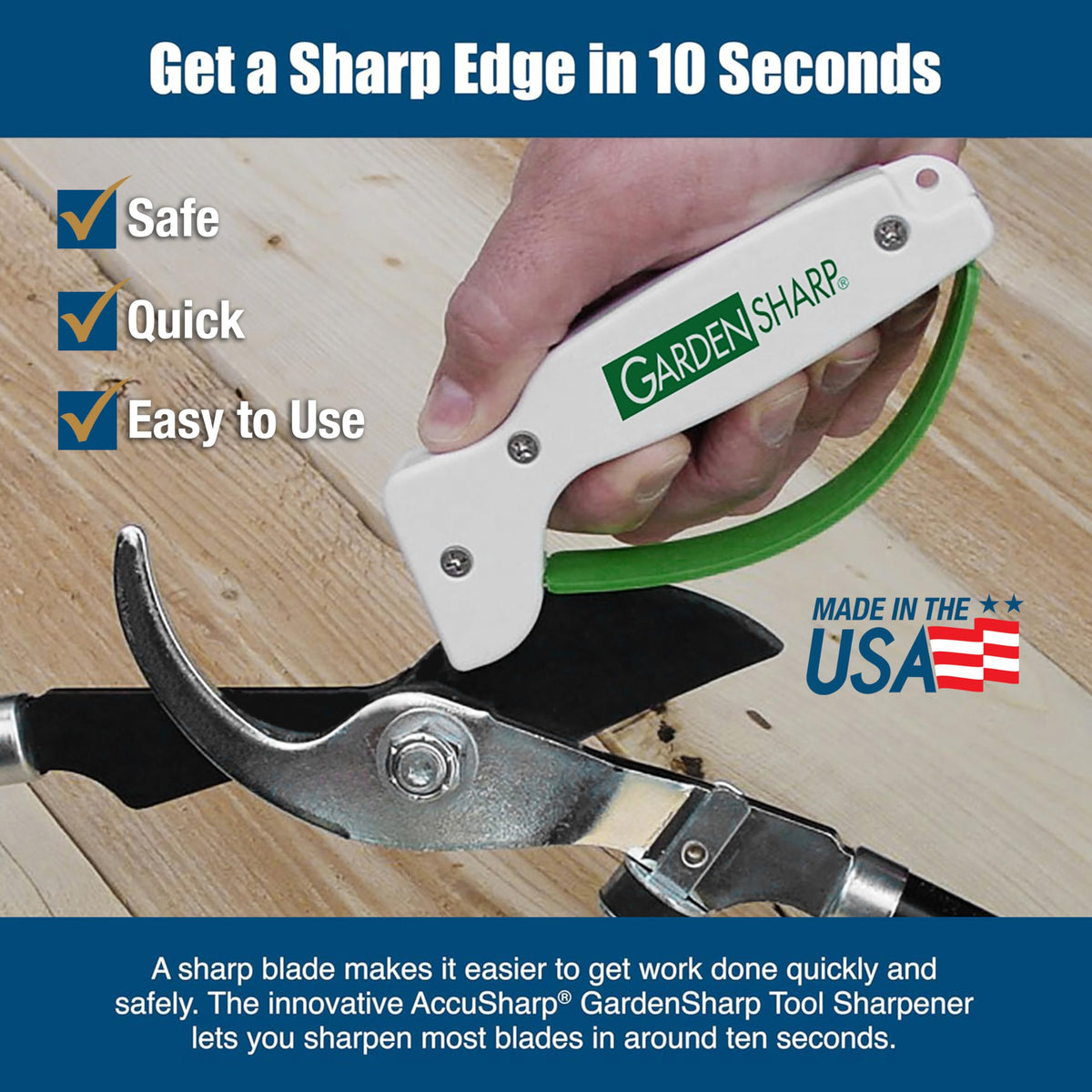 AccuSharp Garden Tool Sharpener, Diamond-Honed Tungsten Carbide Blades, Restores, Repairs, Sharpens & Hones Lawnmower Blades, Secateurs, Limb Loppers, Hoes, Shovels, and Scythes