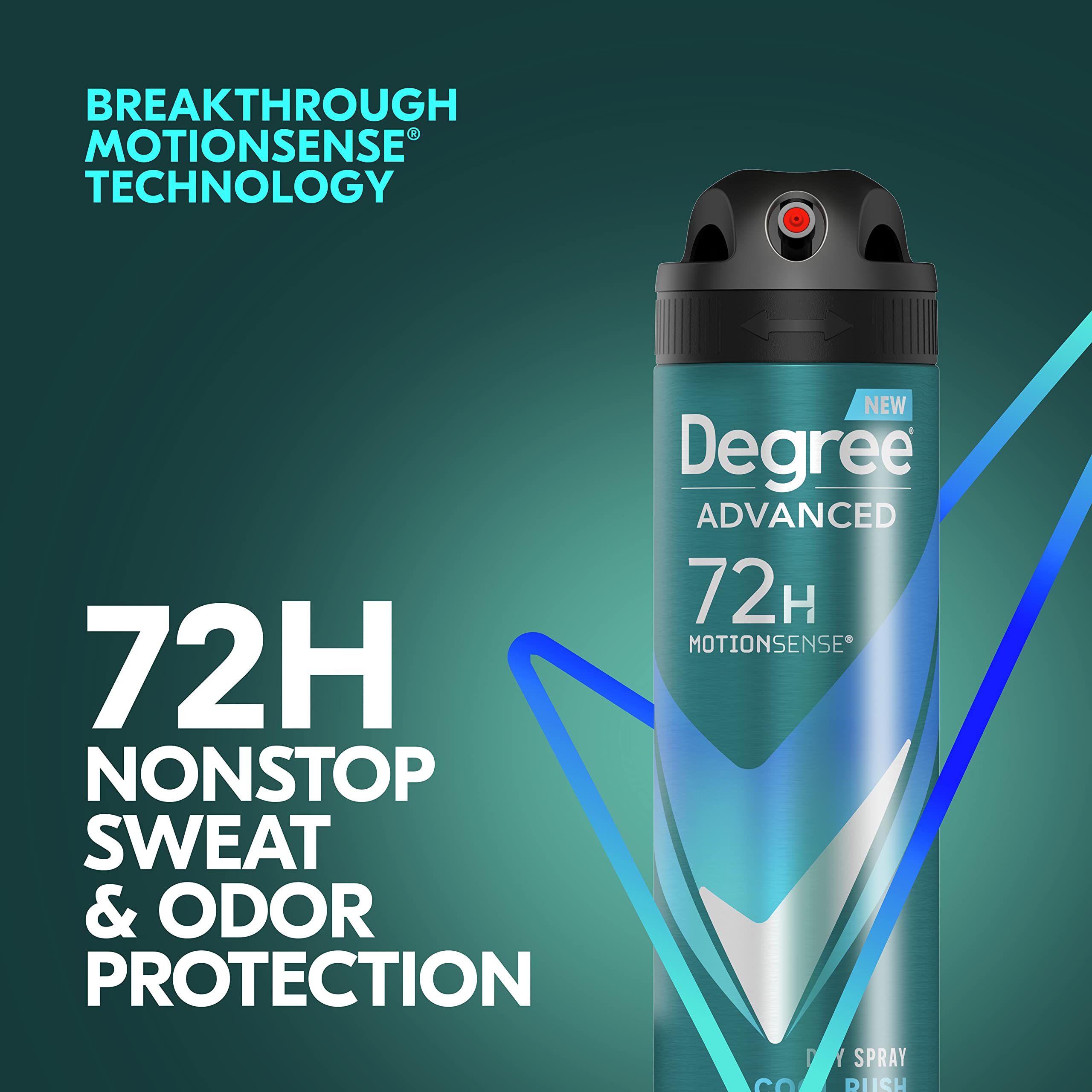 Degree Antiperspirant Deodorant Dry Spray Cool Rush 3.8 oz 3 Count | 72-Hour Sweat and Odor Protection For Men With Body Heat Activated® Technology