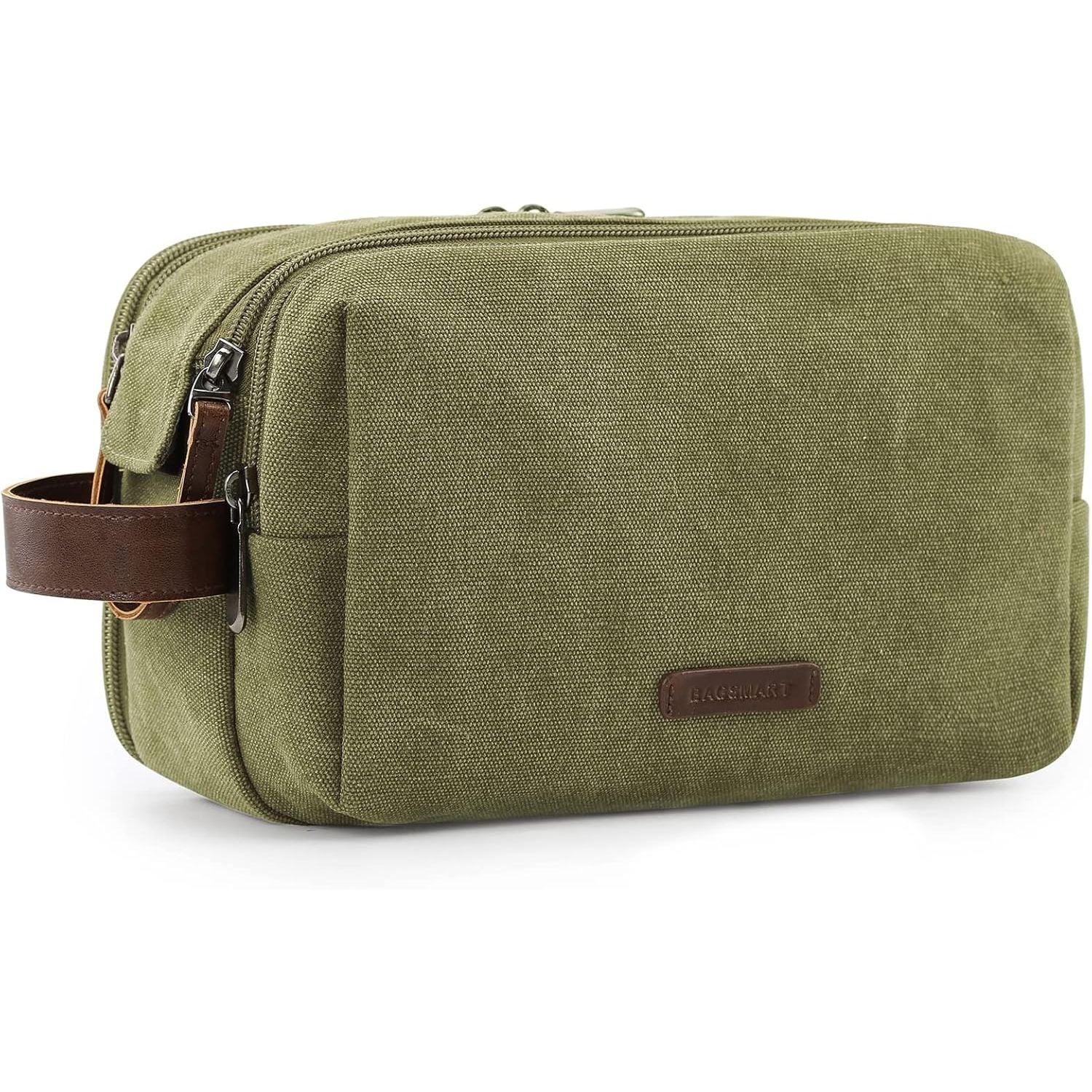 Buy now BAGSMART Toiletry Bag for Men, Canvas Travel Toiletry Organizer Dopp Kit Water-resistant Shaving Bag for Toiletries Accessories,Grey-Medium Medium Green at indiglob india